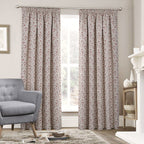 Lined Pencil Pleat Curtains with Floral Jacquard Pattern (2 Panels) 