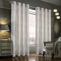 100% Blackout Velvet Eyelet Curtains with Floral Gold Foil Print (2 Panels) 