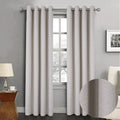 100% Blackout Scandi Look Eyelet Curtains with Geo Pattern (2 Panels) 