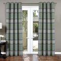 100% Blackout Check Eyelet Curtains in Woolen Look (2 Panels)