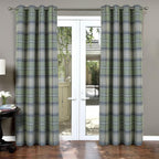 100% Blackout Check Eyelet Curtains in Woolen Look (2 Panels)