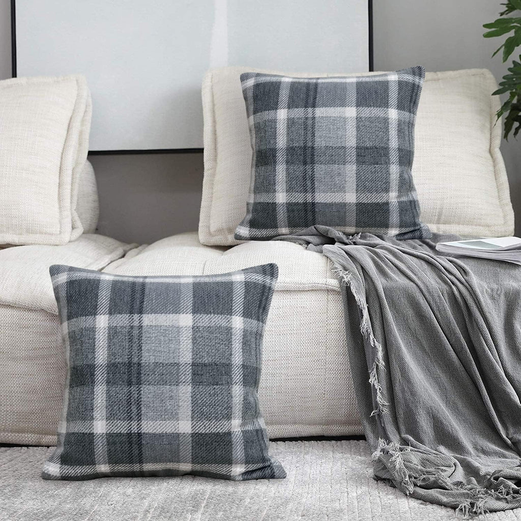 Square Tartan Cushion Covers (Set of 2 18 * 18 Inches) 