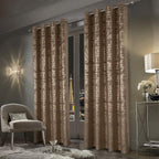 100% Blackout Velvet Curtains with Gold Foil Printed (2 Panels)
