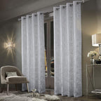 100% Blackout Velvet Curtains with Gold Foil Printed (2 Panels)