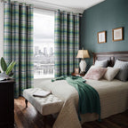 100% Blackout Highland Check Eyelet Curtain (2 Panels) 