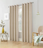 100% Blackout Linen Look Eyelet Curtains (2 Panels) 