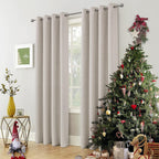 100% Blackout Linen Look Eyelet Curtains (2 Panels) 