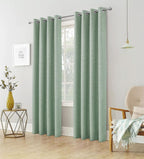 100% Blackout Linen Look Eyelet Curtains (2 Panels) 
