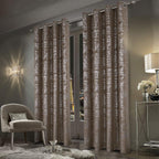 100% Blackout Velvet Curtains with Gold Foil Printed (2 Panels)
